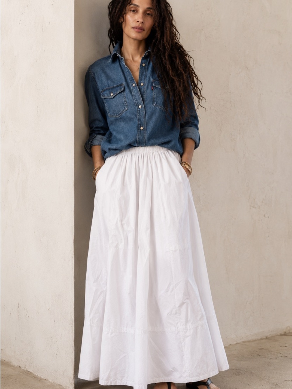 #5 Banana Republic White Women's Full Skirt